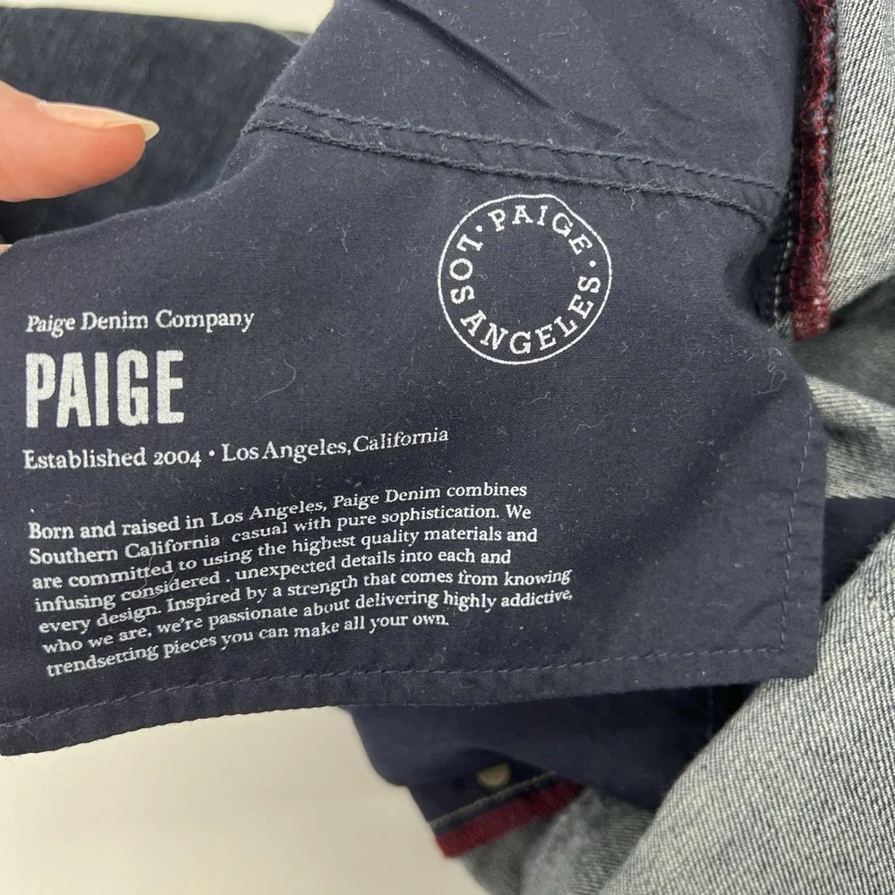 Paige Men Jeans Normandie Straight Leg Stretch Dark Wash Denim Blue Sz 34 38x31